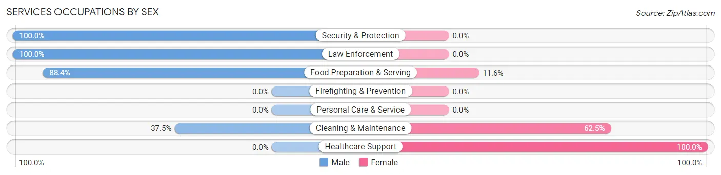 Services Occupations by Sex in Duck Hill
