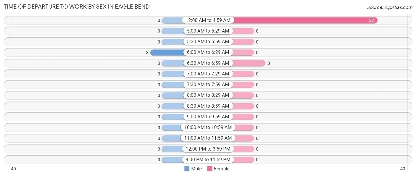 Time of Departure to Work by Sex in Eagle Bend