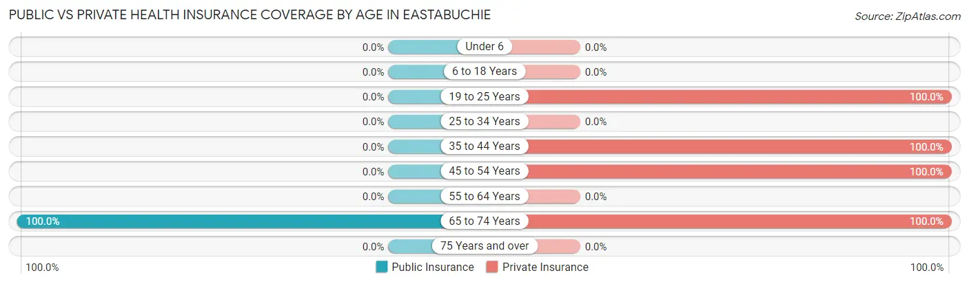 Public vs Private Health Insurance Coverage by Age in Eastabuchie