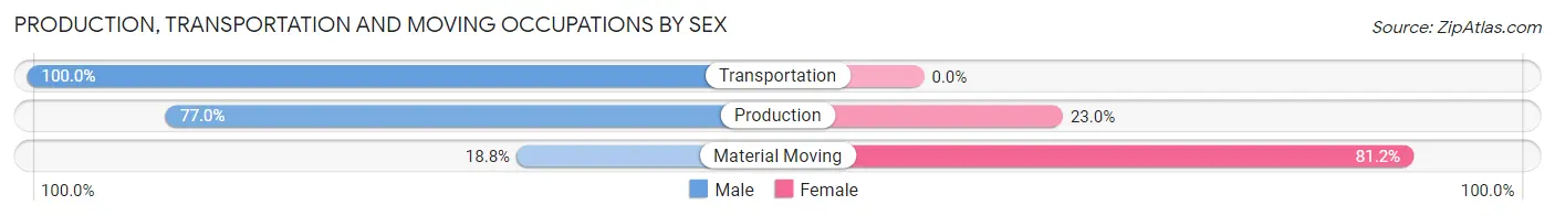 Production, Transportation and Moving Occupations by Sex in Ellisville