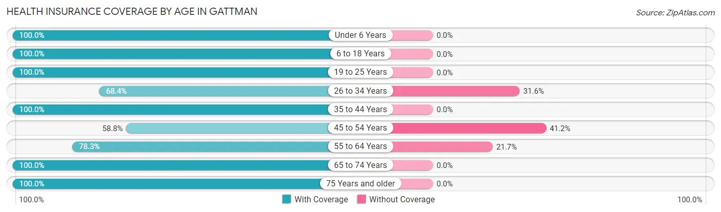 Health Insurance Coverage by Age in Gattman