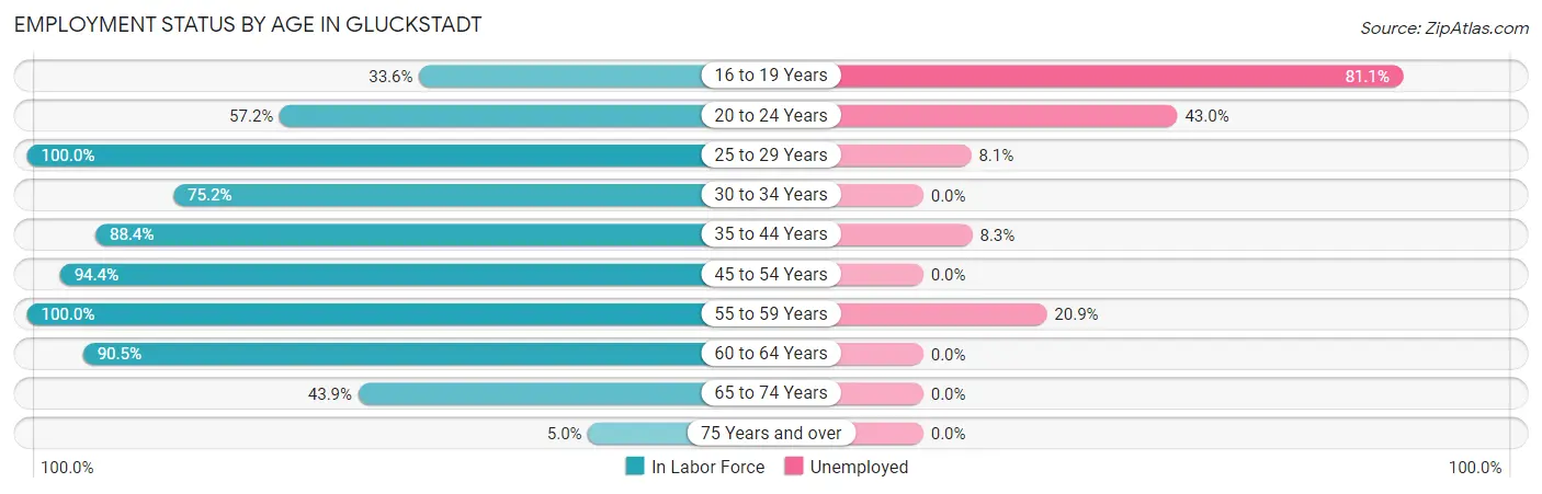 Employment Status by Age in Gluckstadt