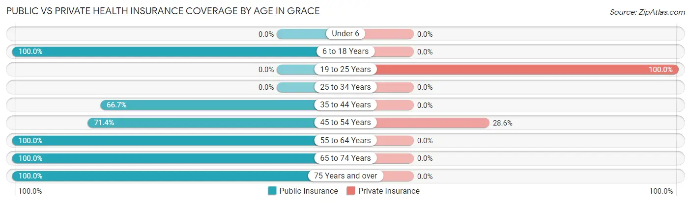 Public vs Private Health Insurance Coverage by Age in Grace