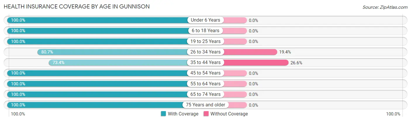 Health Insurance Coverage by Age in Gunnison