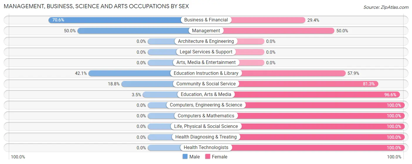 Management, Business, Science and Arts Occupations by Sex in Hazlehurst