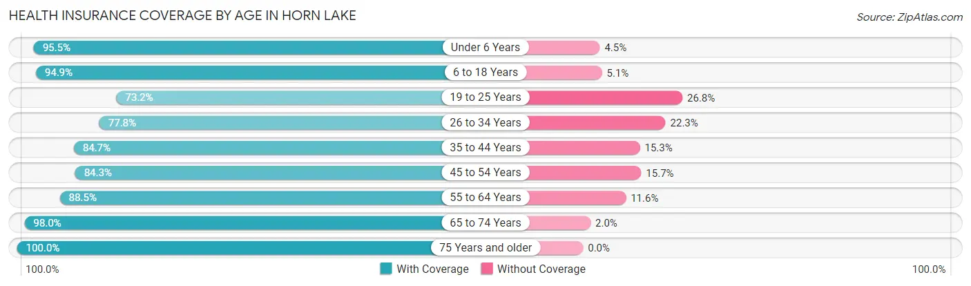 Health Insurance Coverage by Age in Horn Lake