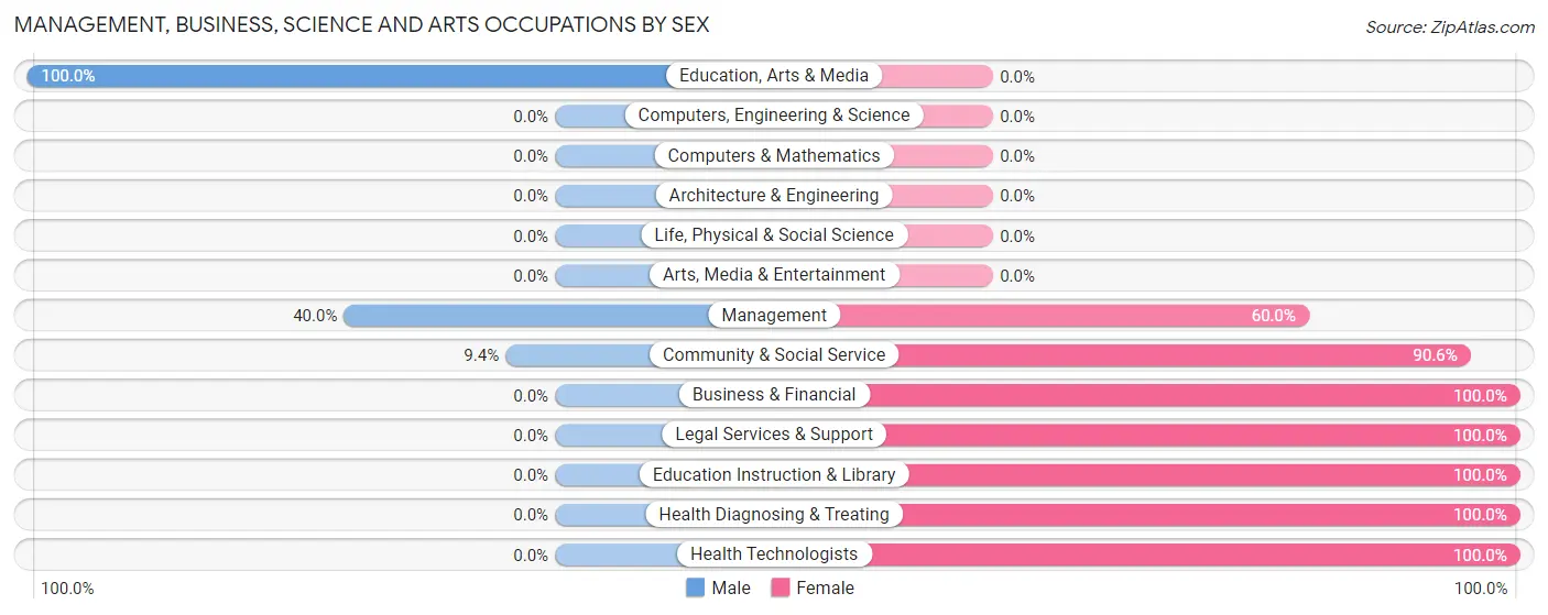 Management, Business, Science and Arts Occupations by Sex in Itta Bena