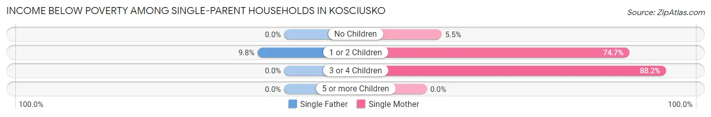 Income Below Poverty Among Single-Parent Households in Kosciusko