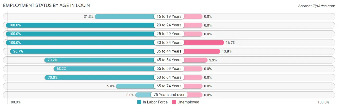 Employment Status by Age in Louin