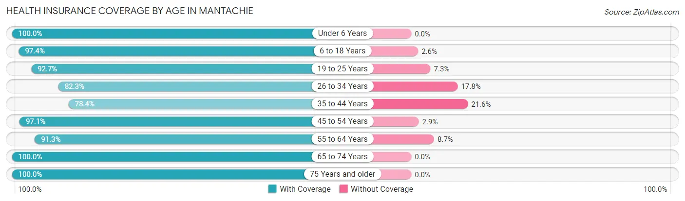 Health Insurance Coverage by Age in Mantachie