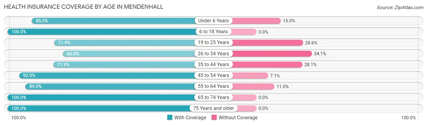 Health Insurance Coverage by Age in Mendenhall