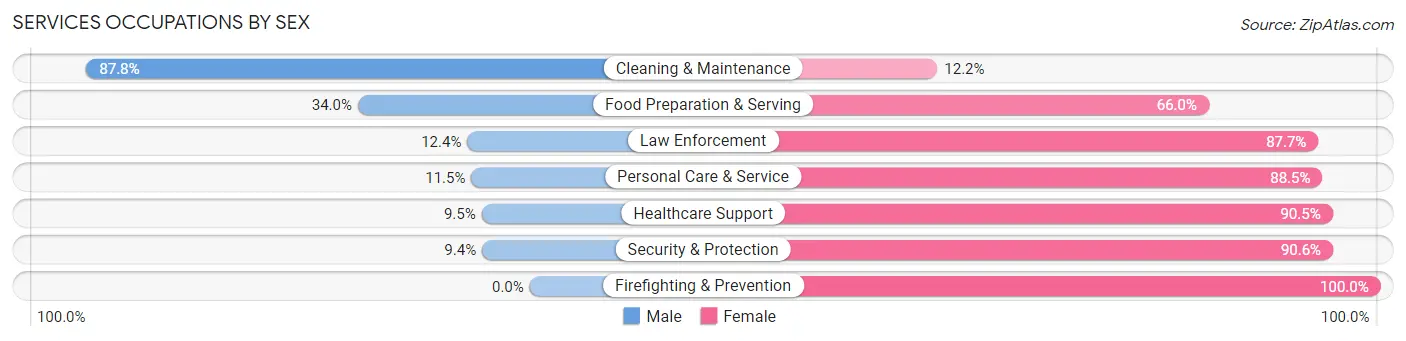 Services Occupations by Sex in Mendenhall