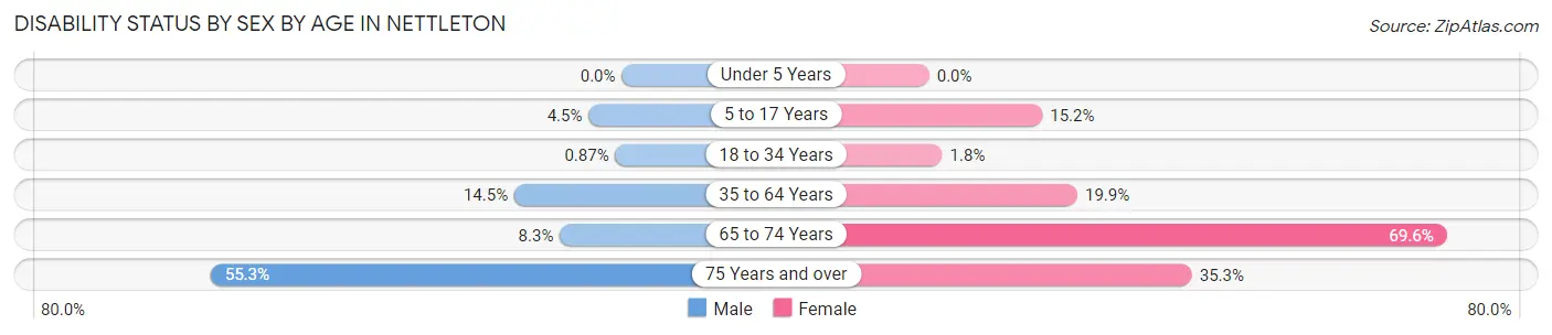 Disability Status by Sex by Age in Nettleton