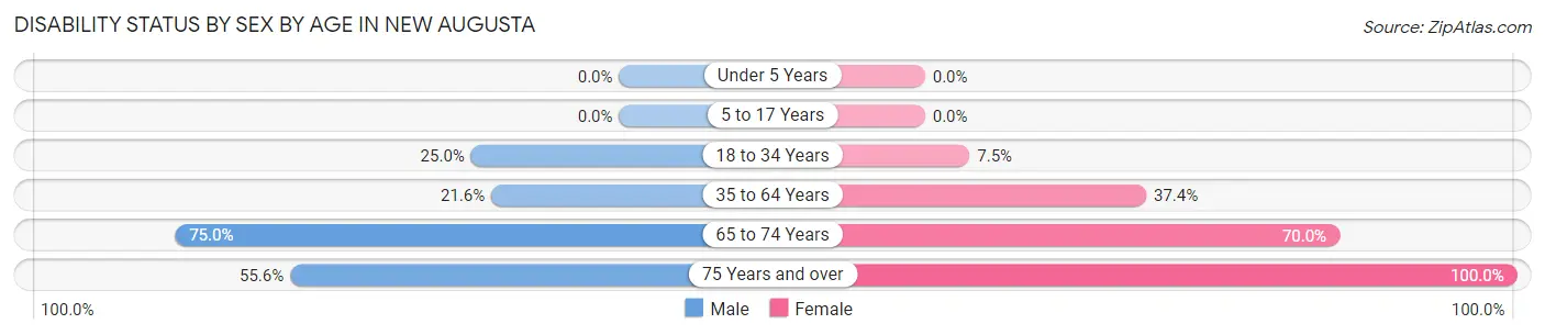 Disability Status by Sex by Age in New Augusta