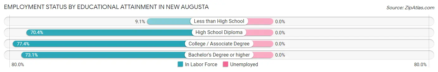 Employment Status by Educational Attainment in New Augusta