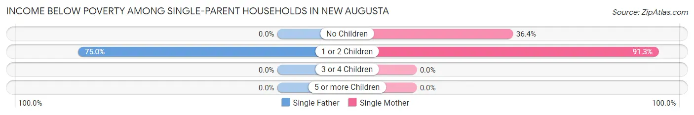 Income Below Poverty Among Single-Parent Households in New Augusta