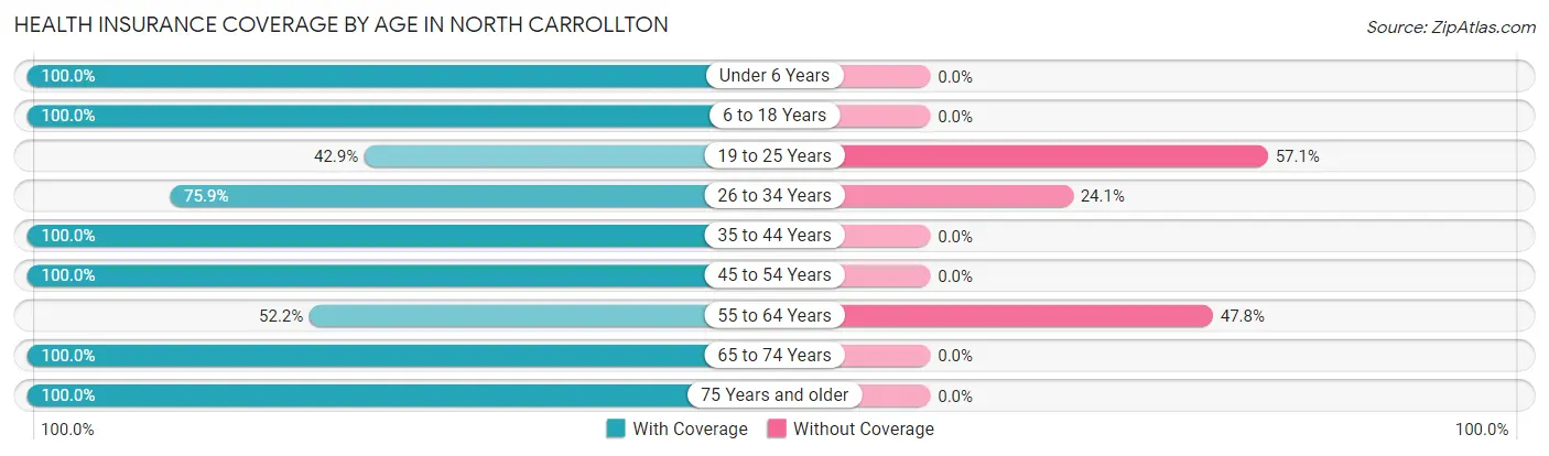 Health Insurance Coverage by Age in North Carrollton