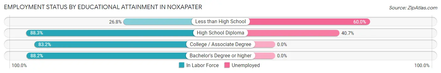 Employment Status by Educational Attainment in Noxapater