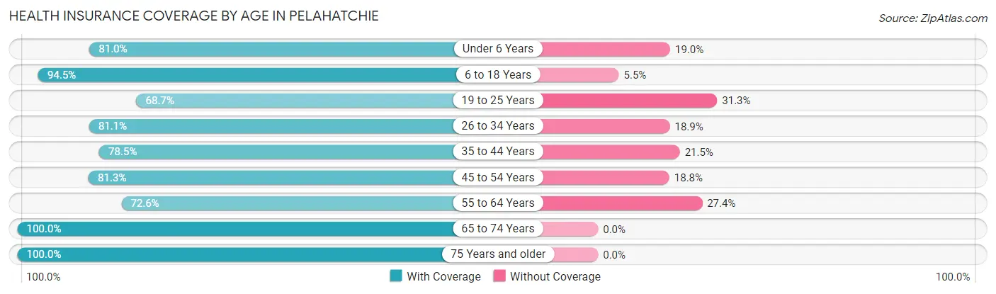 Health Insurance Coverage by Age in Pelahatchie