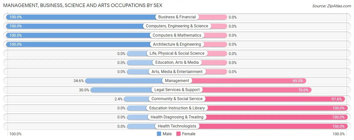 Management, Business, Science and Arts Occupations by Sex in Pelahatchie