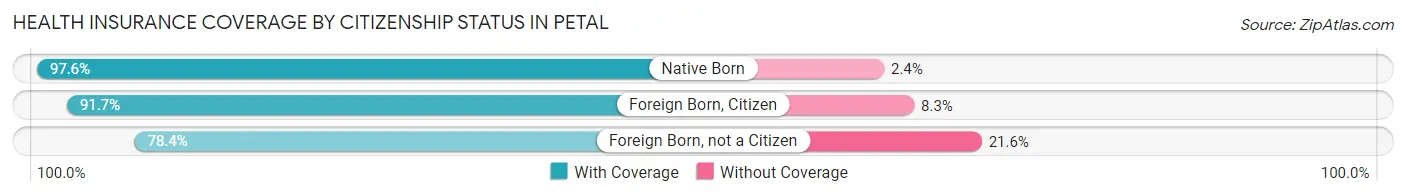 Health Insurance Coverage by Citizenship Status in Petal