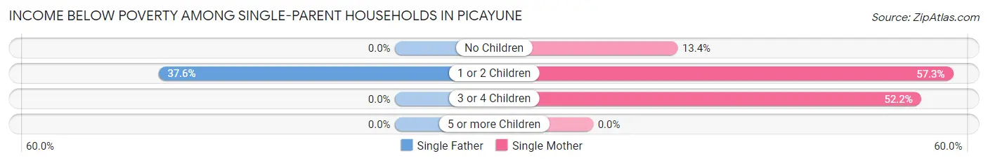 Income Below Poverty Among Single-Parent Households in Picayune