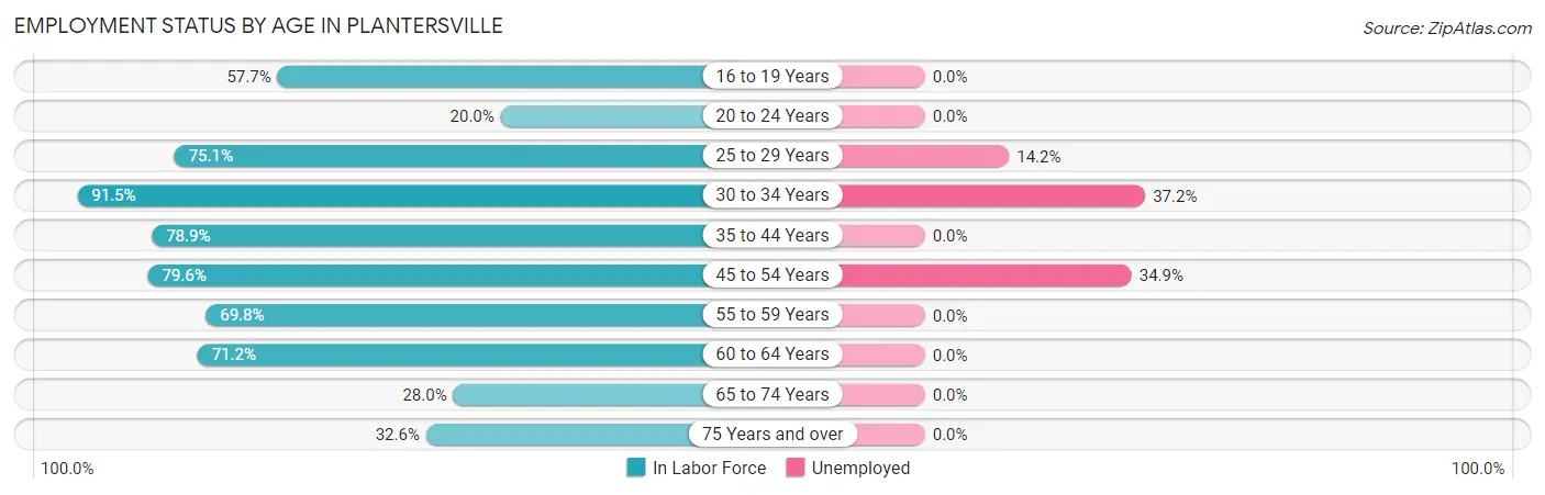 Employment Status by Age in Plantersville