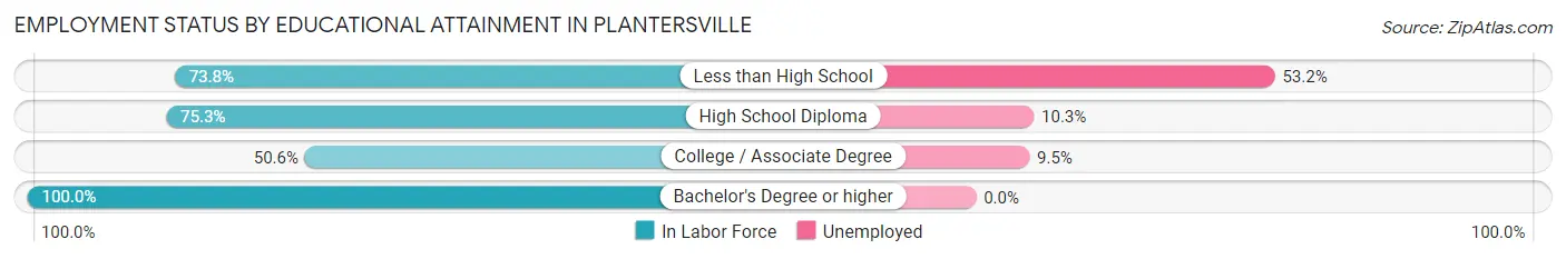 Employment Status by Educational Attainment in Plantersville