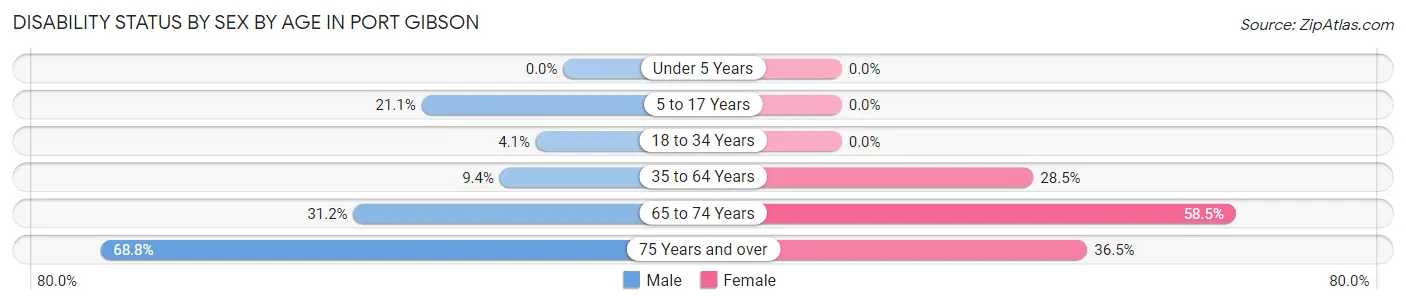 Disability Status by Sex by Age in Port Gibson