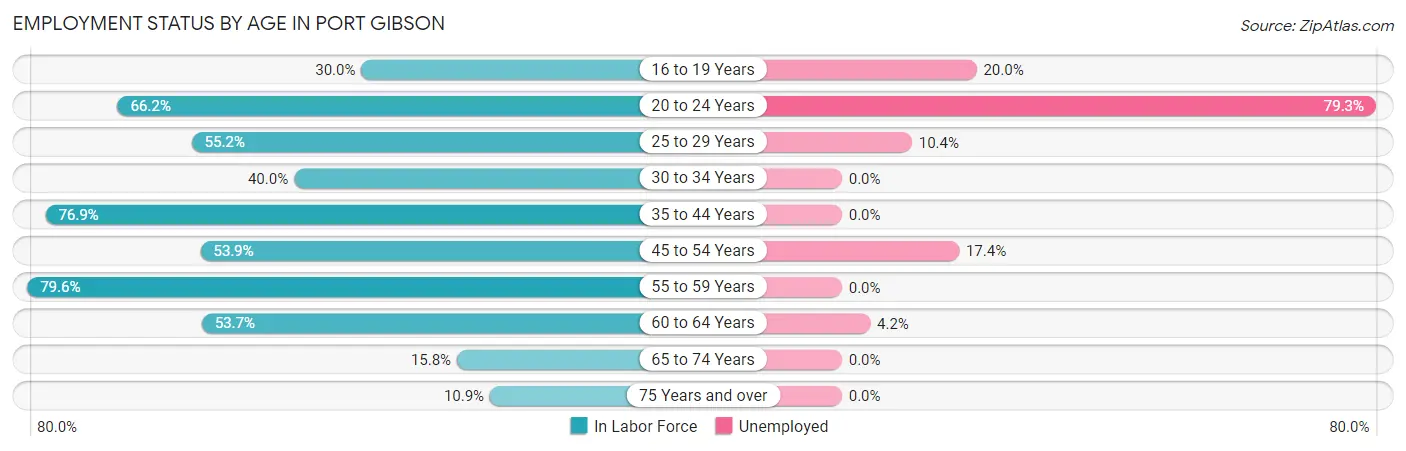 Employment Status by Age in Port Gibson