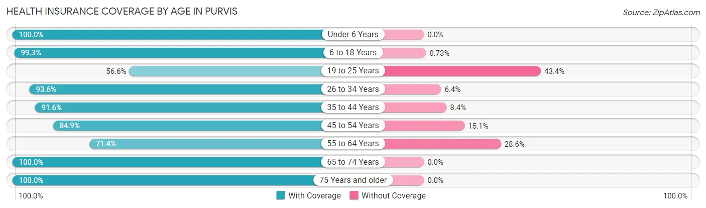Health Insurance Coverage by Age in Purvis