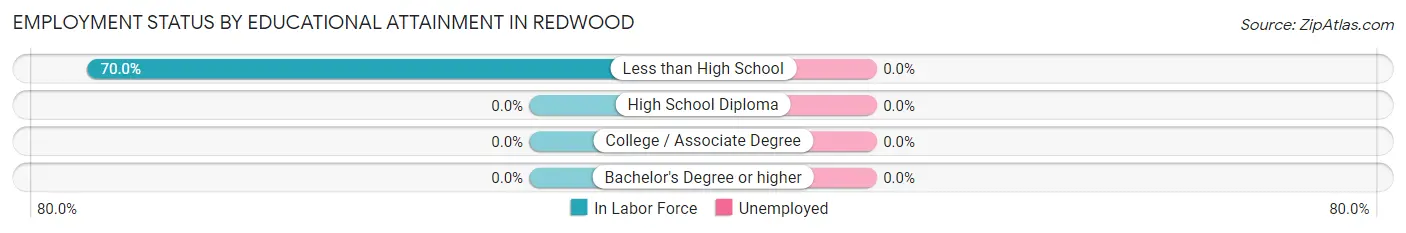 Employment Status by Educational Attainment in Redwood