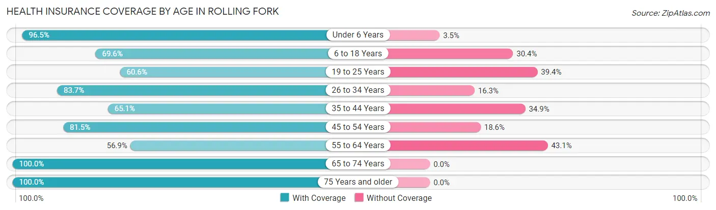 Health Insurance Coverage by Age in Rolling Fork
