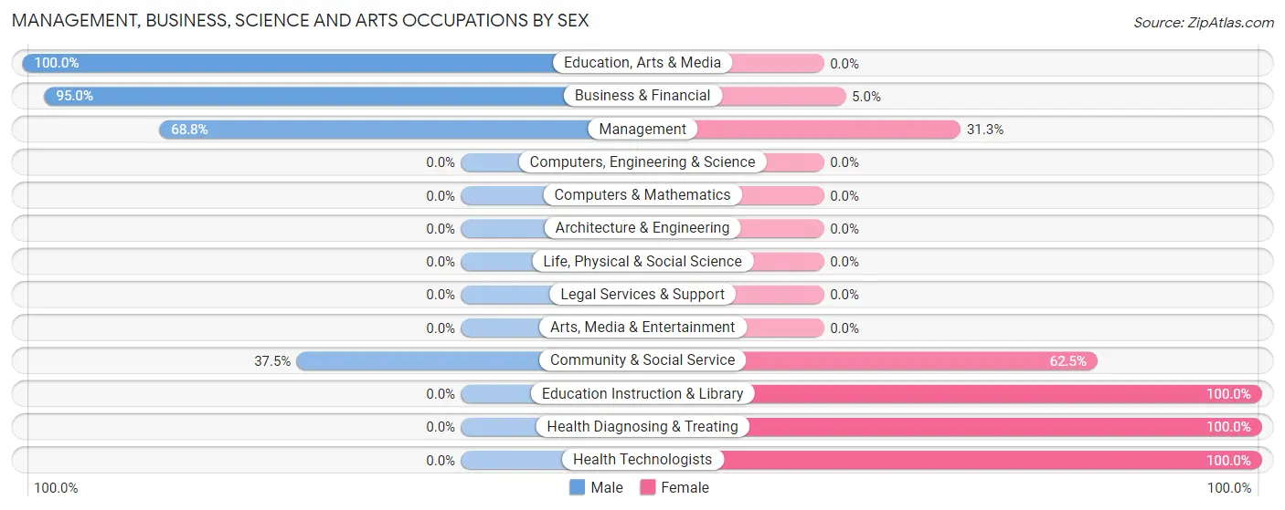 Management, Business, Science and Arts Occupations by Sex in Rolling Fork