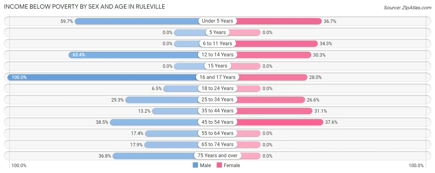 Income Below Poverty by Sex and Age in Ruleville