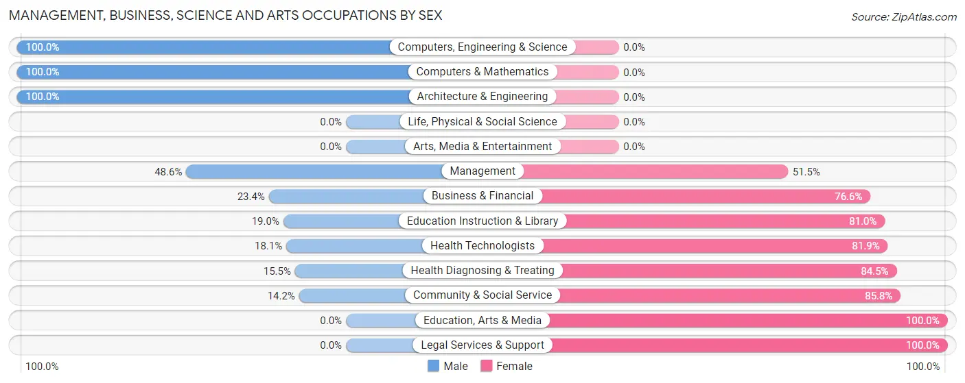 Management, Business, Science and Arts Occupations by Sex in Saltillo