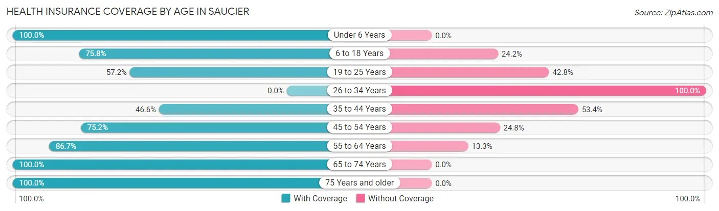 Health Insurance Coverage by Age in Saucier
