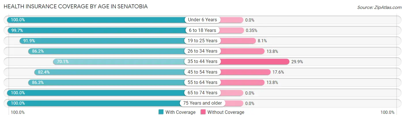 Health Insurance Coverage by Age in Senatobia