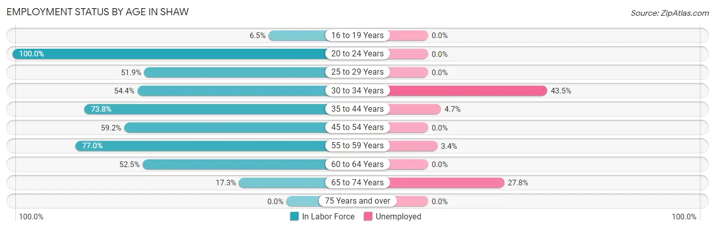Employment Status by Age in Shaw