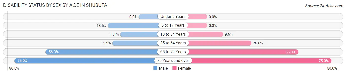 Disability Status by Sex by Age in Shubuta