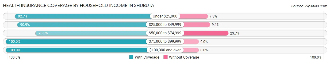 Health Insurance Coverage by Household Income in Shubuta