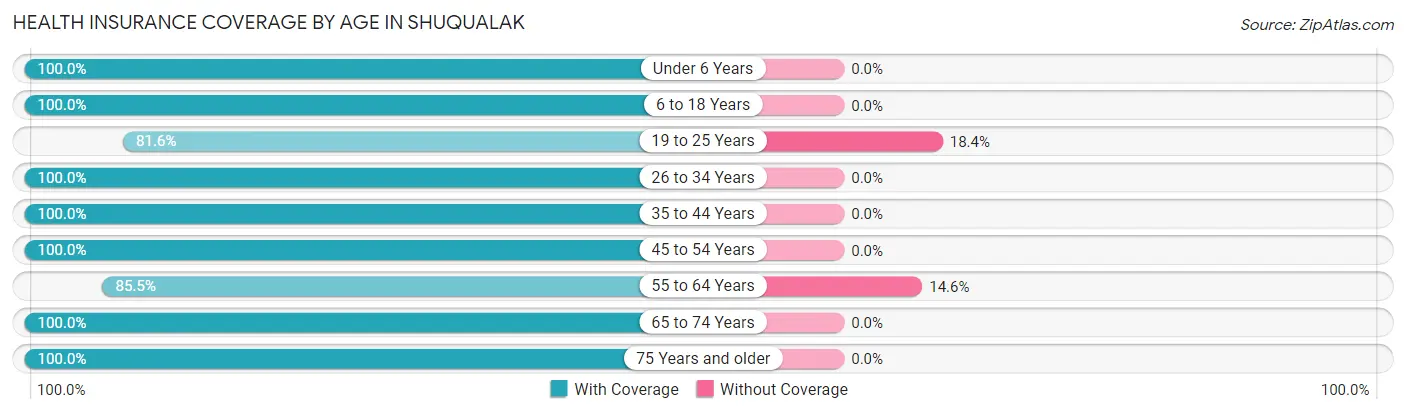 Health Insurance Coverage by Age in Shuqualak