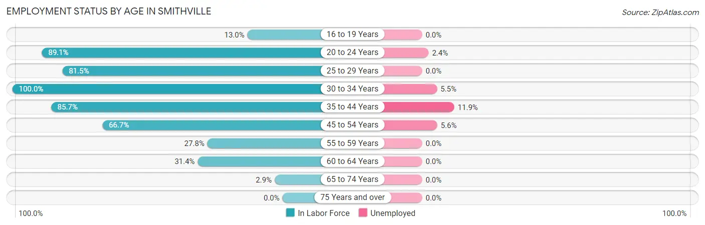 Employment Status by Age in Smithville