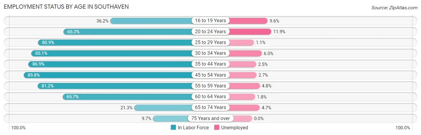 Employment Status by Age in Southaven