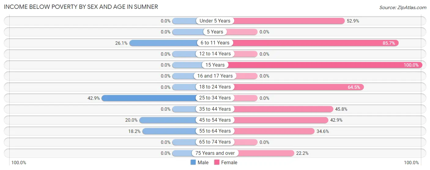 Income Below Poverty by Sex and Age in Sumner