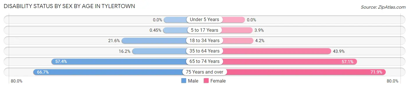 Disability Status by Sex by Age in Tylertown