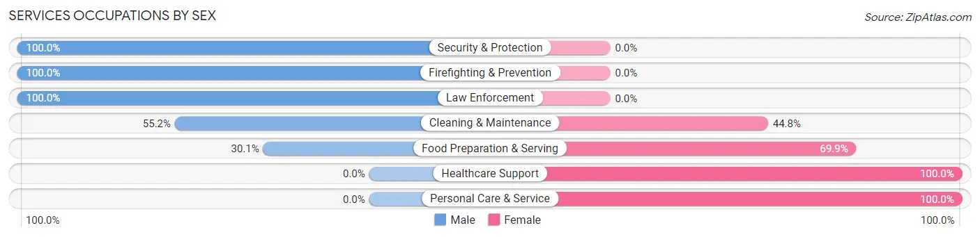 Services Occupations by Sex in Water Valley