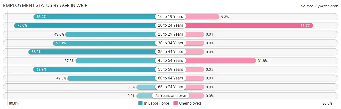 Employment Status by Age in Weir