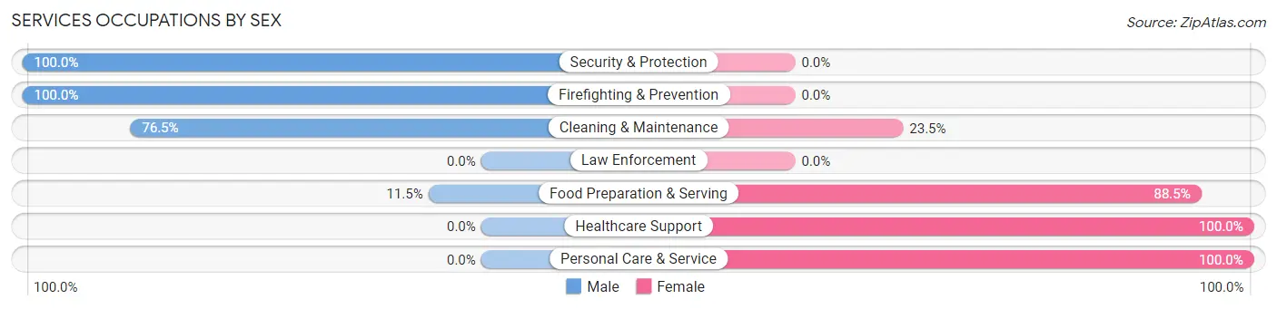 Services Occupations by Sex in Wesson