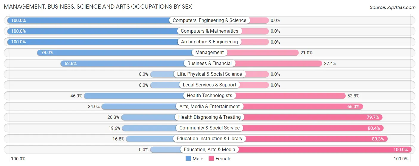 Management, Business, Science and Arts Occupations by Sex in West Hattiesburg